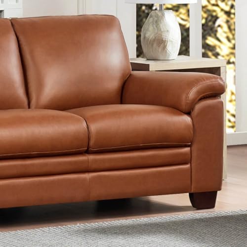 Hydeline Magnum Top Grain Leather Sofa Couch, Nutmeg Brown, Memory Foam and - Image 5