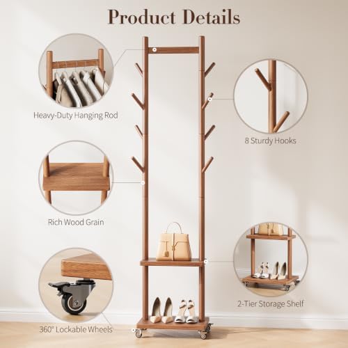 Yoobure Solid Wood Coat Rack Freestanding - Image 5
