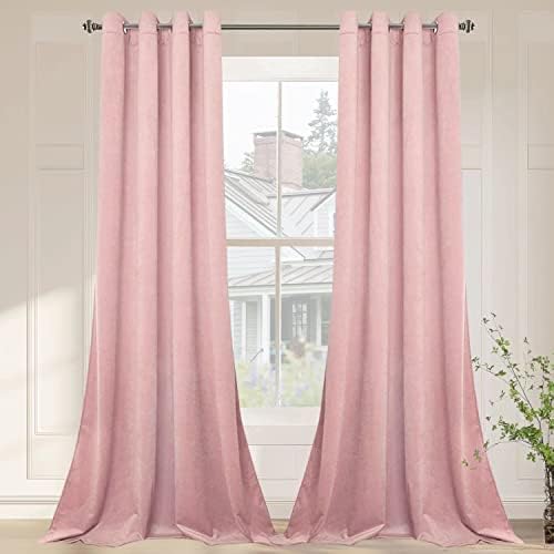 SMILETIME Pink Velvet Curtains 52"x108" Grommet 2 Panels by SMILETIME
