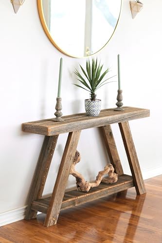 Aztec A-Frame Console; 46L x 10D x 28H Reclaimed Wood Table - Image 4