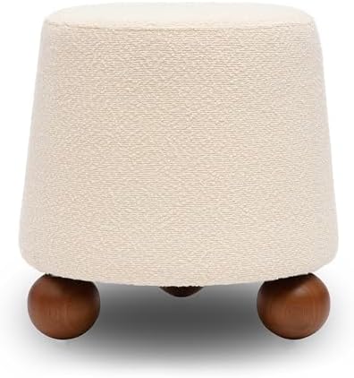 Tov Furniture Jaine Round Boucle Upholstered Stool by TOVFurniture