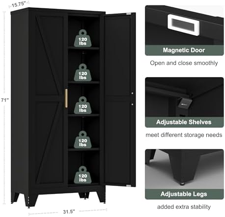 Washsemba 71'' Farmhouse Metal Storage Cabinet - Image 3
