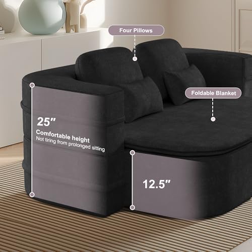 75'' Folding Sleeper Sofa Bed, Memory Foam Boneless Couch - Image 4