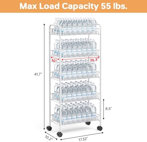 TOOLF 5 Tier Rolling Cart, Metal Utility Storage Cart - Image 6