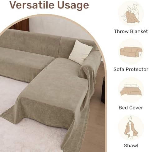 2 Pieces Sectional Couch Covers L Shaped Cover XXL Quicksand - Image 6