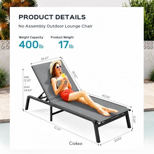 Ciokea Aluminum Chaise Lounge Ourdoor - Image 2