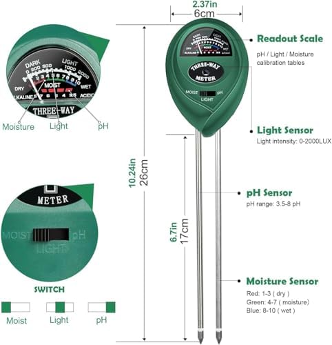 2 Pack Soil Tester, 3-in-1 Plant Moisture Meter Light & PH Tester - Image 2