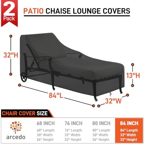 Arcedo Patio Lounge Chair Cover 2 Pack - Image 2