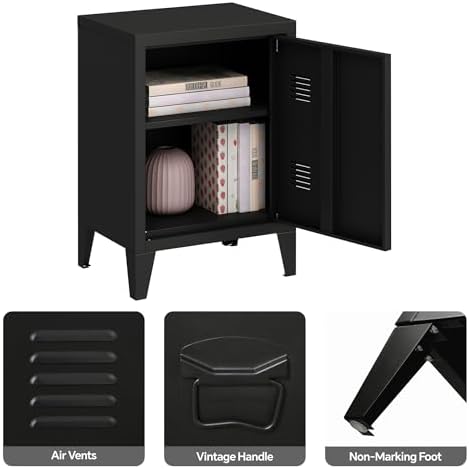 MIOCASA Metal Nightstand Modern End Side Table Steel Bedside Storage Cabinet - Image 4