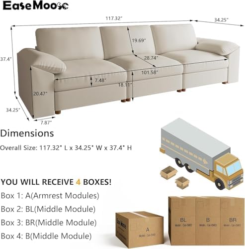EASE MOOSE Modular Sectional Sofa, 3 Seat Sectional Couch - Image 2