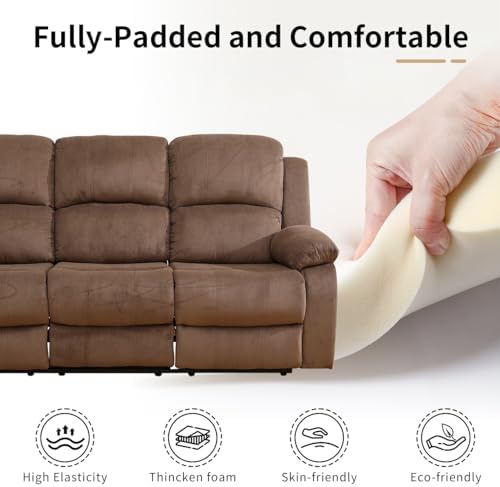 Recliner Sofa for 3 Seats, Manual Reclining Couch Set, Living Room Furniture - Image 5