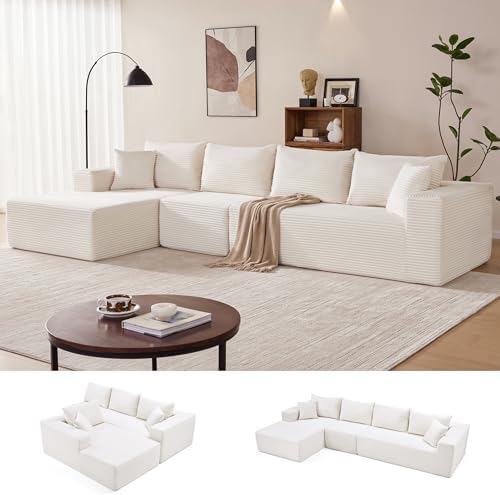 Mangodan 140” Cloud Sectional Couch, Modular Sectional Sofa by Mangodan