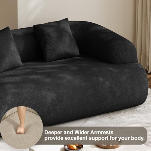 75" Boneless Cloud Loveseat, Modern Cute Curved Chenille Sofa, 2 Seater - Image 6