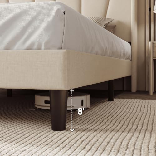 Allewie King Size Platform Linen Bed Frame - Image 5