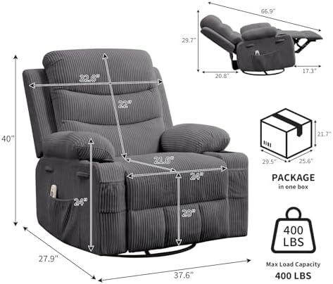 Garvee Oversized Swivel Recliner Chair - Image 2