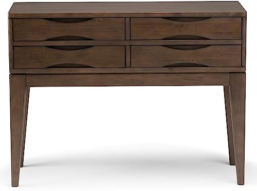 SIMPLIHOME Harper 40" Wide Solid Wood 4-Drawer Console Table in Walnut - Image 4