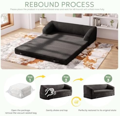 Convertible Sofa Bed, 3 Seat Boneless Couch Bed - Image 7