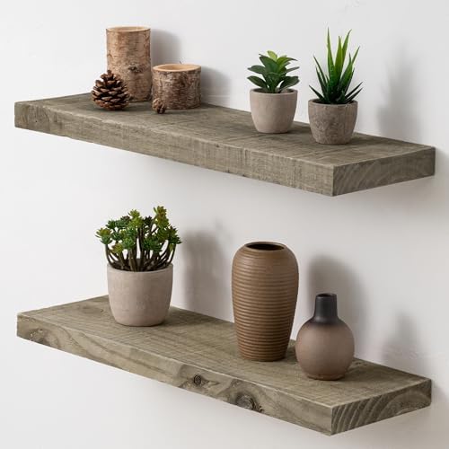 Acovy 24/30/36/40/48/55/72" Unfinished Solid Reclaimed Wood Floating Shelves by Acovy