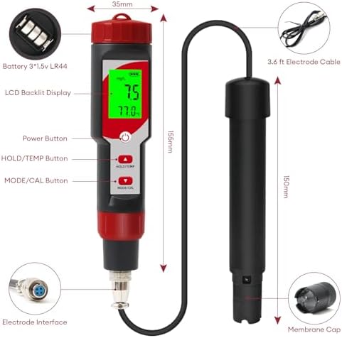 Dissolved Oxygen Meter with ATC, 0-40.00 mg/L Measurement Range, DO Meter with - Image 4
