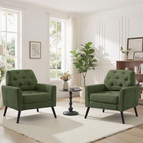 Accent Chair Set of 2, Mid Century Modern Living Room Chairs Reading Chair by YUUIJOAA