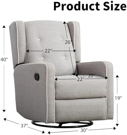 CANMOV Swivel Rocker Recliner Chair Set of 2, Nursery Glider Chair, Nursery - Image 2