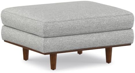 SIMPLIHOME Morrison 33" Wide Woven-Blend Rectangle Ottoman in Mist Grey by SimpliHome