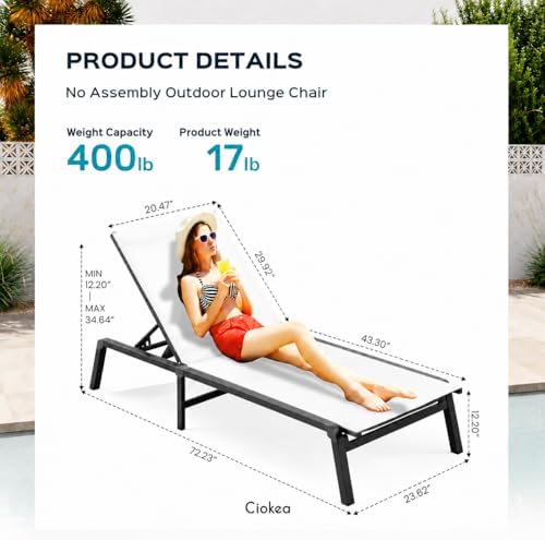 Ciokea Aluminum Foldable Lounge Chairs Set of 2 - Image 2