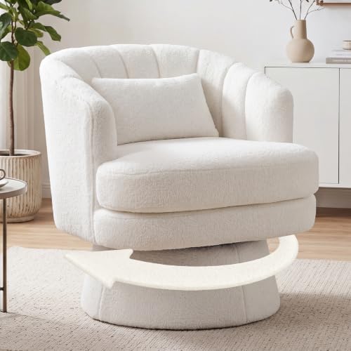 Garvee Teddy Swivel Accent Chair, 360° Barrel Chair by Garvee