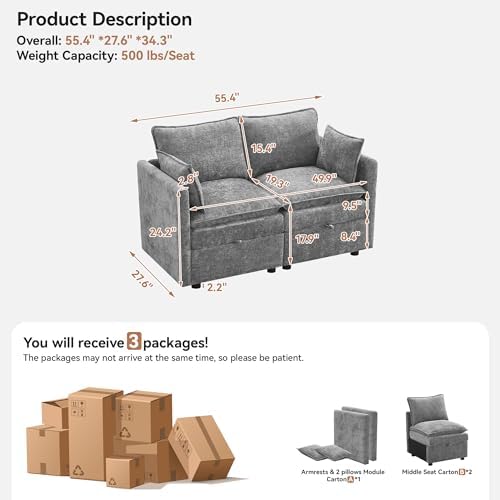 55" Cloud Modular Loveseat Sofa - Image 2