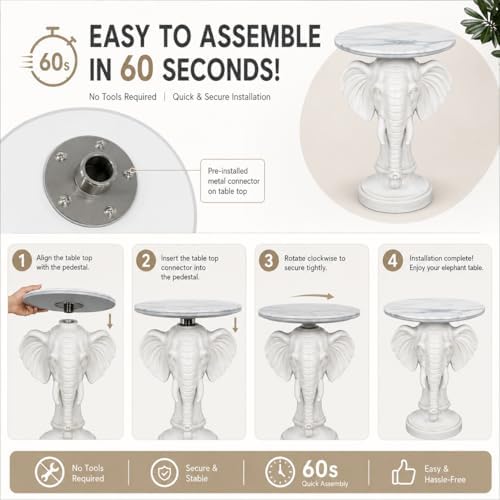 Elephant Head Accent End Table, Side Table - Image 3