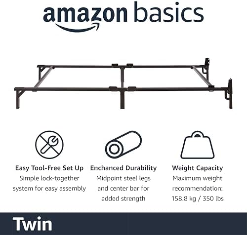 Amazon Basics Metal Twin Size Bed Frame, 6-Leg Base - Image 3