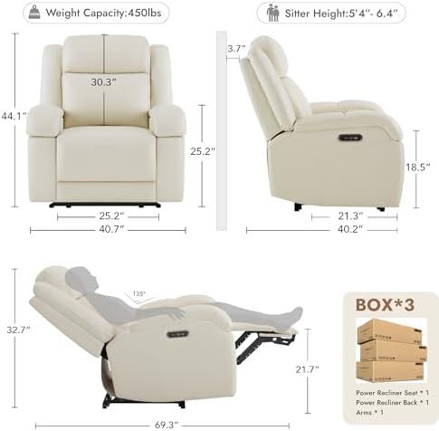 Watson & Whitely Oversized Genuine Leather Power Recliner Chair - Image 6