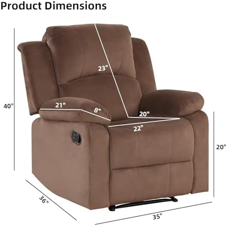 EBELLO Classic Manual Recliner Chair, Soft Microfiber Recliner Sofa - Image 2