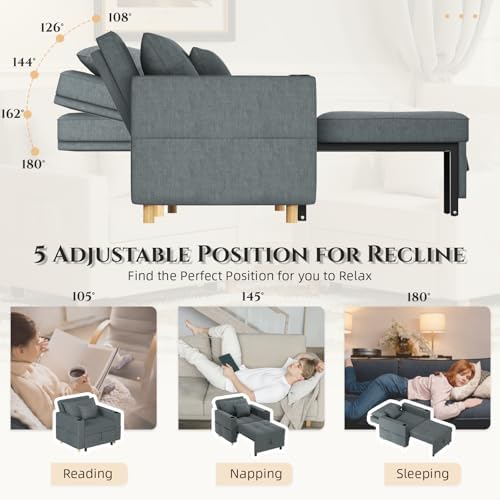 YODOLLA 38" Wide Sleeper Chair Pull Out Bed, Chair Bed Sleeper - Image 7