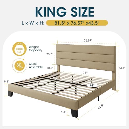 WEEWAY King Size Fabric Bed Frame - Image 2