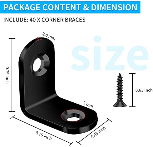 FATLODA 40PCS Black L Bracket Corner Brace, Stainless Steel Corner Bracket - Image 5