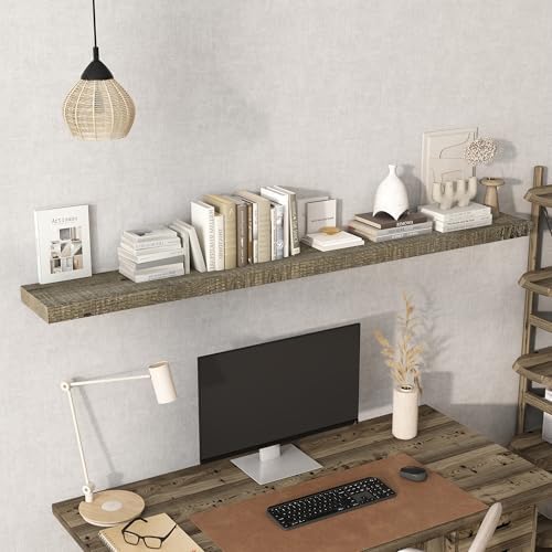 Acovy 72" Unfinished Solid Reclaimed Wood Floating Shelves, Rustic Heavy-Duty - Image 6