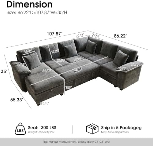 107.8" Modular Sectional Sleeper Sofa - Image 2