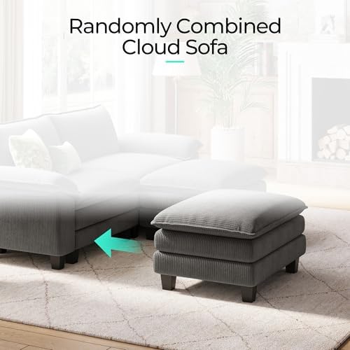 LINSY HOME 90'' Modular Sectional Sofa 2 Seat Couch Corduroy Cloud Couch - Image 6