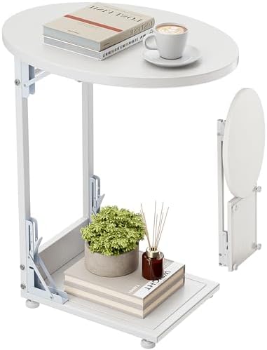 Elbourn Folding Side Table End Couch Tables, C-Shaped TV Stand by Elbourn