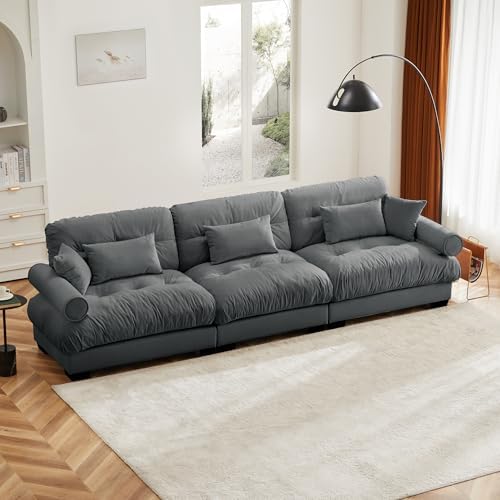130" Modular Sectional Sofa, Velvet Upholstered Couches by Wunlerlant