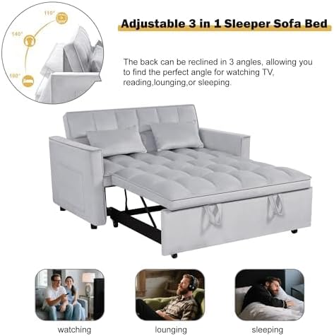 NicBex Sleeper Sofa Bed with Adjustable Backrest & Side Pockets - Image 5