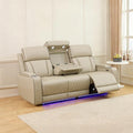 Power Recliner Sofa with LED Lights, Leather Reclining Couch with Double by Caberryne
