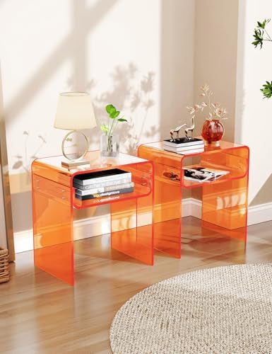 Clear Acrylic End Table 2-Tier Bedside nightstand - Image 6