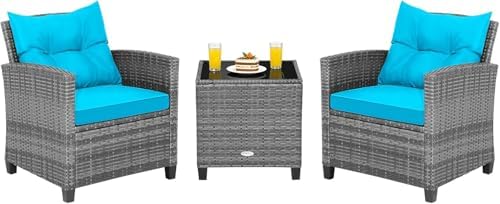 COSTWAY 3PCS Wicker Patio Furniture Set by COSTWAY