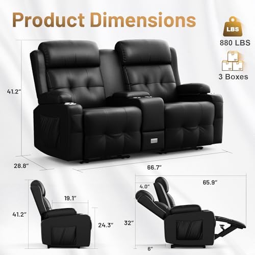 RV Loveseat Recliner Sofa Set, Home Theater Seating - Image 2