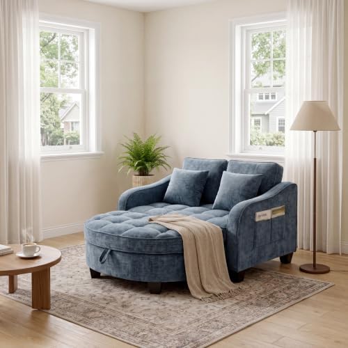 ERYE Chenille Tufted Loveseat Sofa and Ottoman Set - Image 5