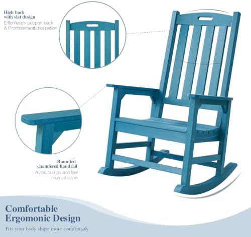 Psilvam Outdoor Rocking Chairs Set of 2, Oversized Porch Rocker - Image 5