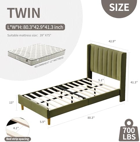 YUHUASHI Twin Bed Frame，Platform Bed - Image 2
