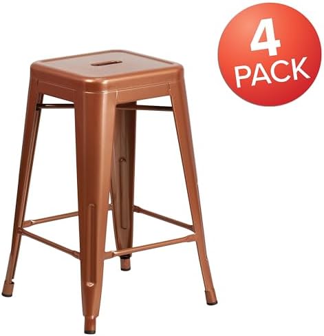 Flash Furniture Kai Commercial Grade 4 Pack 24" High Backless Copper - Image 4
